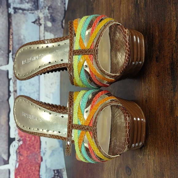 BCBGirls "Elliot" Multi Color Strappy Snakeskin Stiletto Slides - Picture 3 of 14